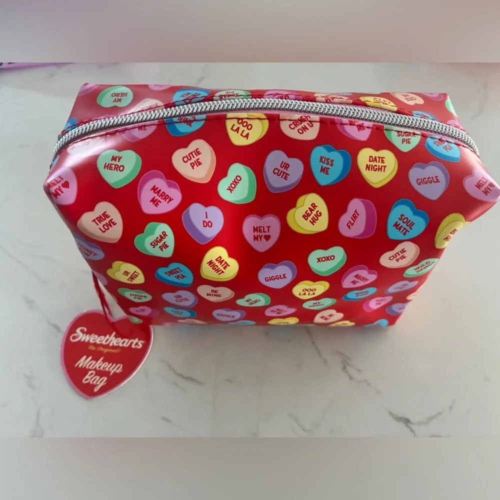 Sweethearts Cosmetic Makeup Bag – Candy Heart Print – NEW